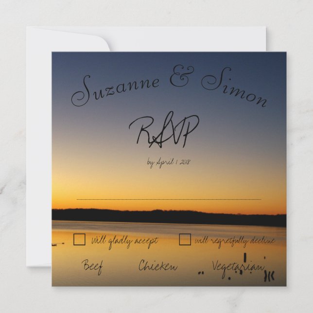 Convite Nascer do sol no lago RSVP (Frente)