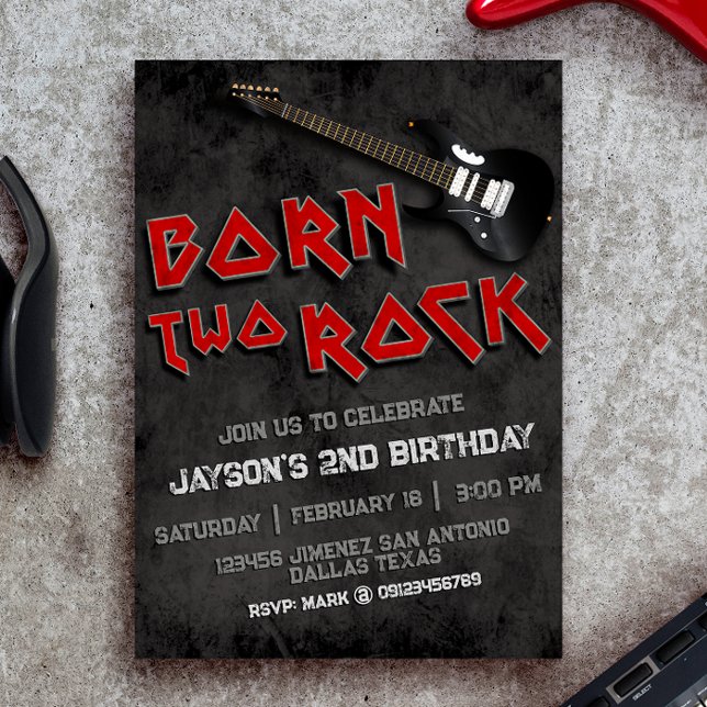 Convite Nascer Duas Rochas - segundo aniversário (Born Two Rock - Boy 2nd Birthday Invitation)