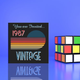 Convite Nascido em 1987 Vintage Listra Aniversário de 40 a