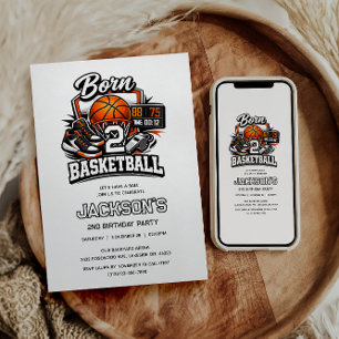 Convite Nascido para o Basquete Tema de Aniversário de 2 a