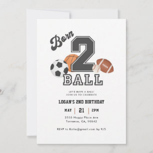 Convite Nascido para Praticar Esportes - 2º Aniversário Me