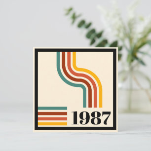 Convite Nascido Vintage em 1987 40º Aniversário Listra Ret