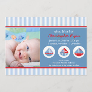 Convite Nascimento Annoucement do bebé dos veleiros