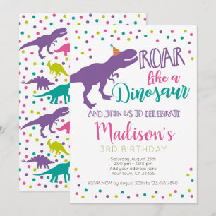 Convite Nascimento da Dinossaur Girl
