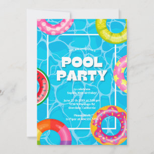Convite Nascimento da Festa de Piscina de Primaveras Trend