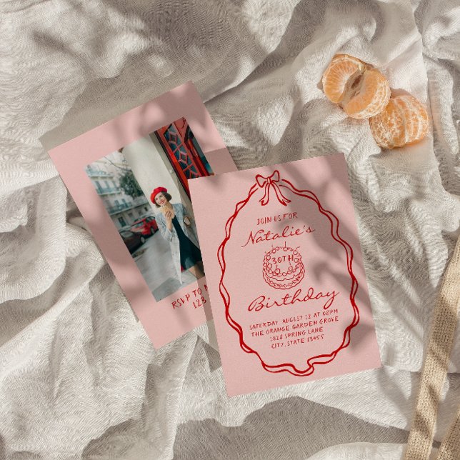 Convite Nascimento do Bolo Fotográfico Coquette Desenhado  (Criador carregado)