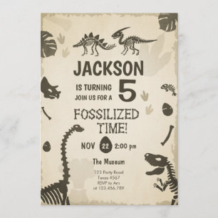 Convite Nascimento do Dino Dino Fossil do Partido Dinossau
