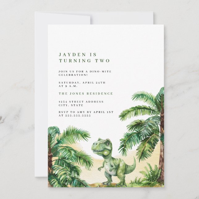 Convite Nascimento do Dinossauro T-Rex (Frente)