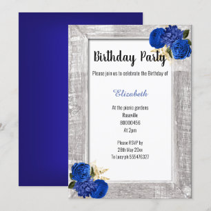 CONVITE NASCIMENTO FLORAL AZUL VERAL QUADRO RUSTICO