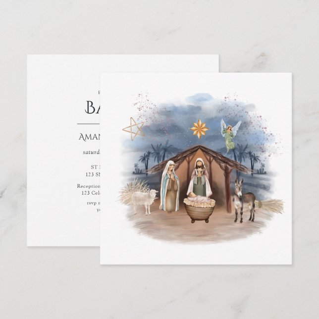 Convite Nascimento Religioso de Natal Jesus Cristo Em (Frente/Verso)