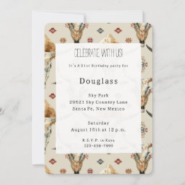 Convite Nascimentos de Penas Nativas Tribais Castanho Aniv