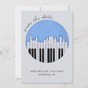 Convite Nashville Skyline Piano Music Record Salvar a Data