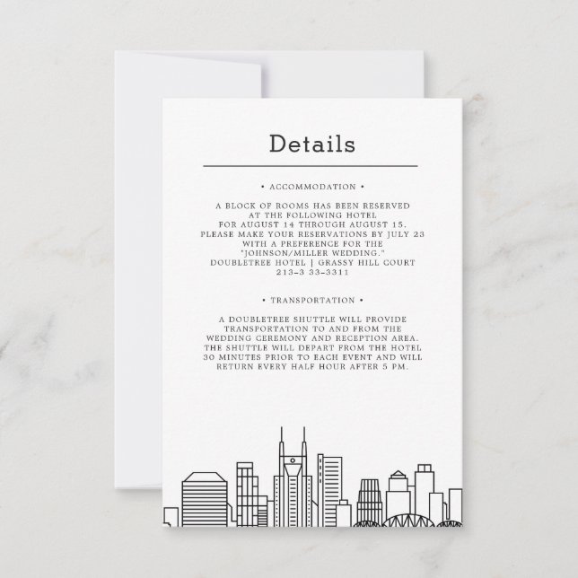 Convite Nashville Wedding | Detalhes do convidado (Frente)
