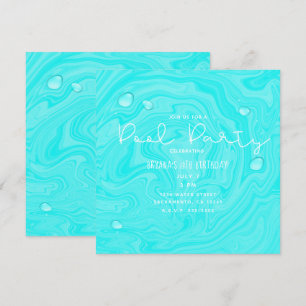 Convite Natação azul cai Piscina de verão