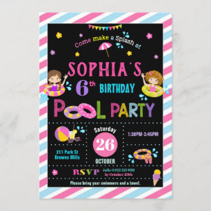 Convite Natação de praia de verão da Piscina Festa de aniv