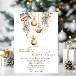 Convite Natais vintages Balls Holiday Open House