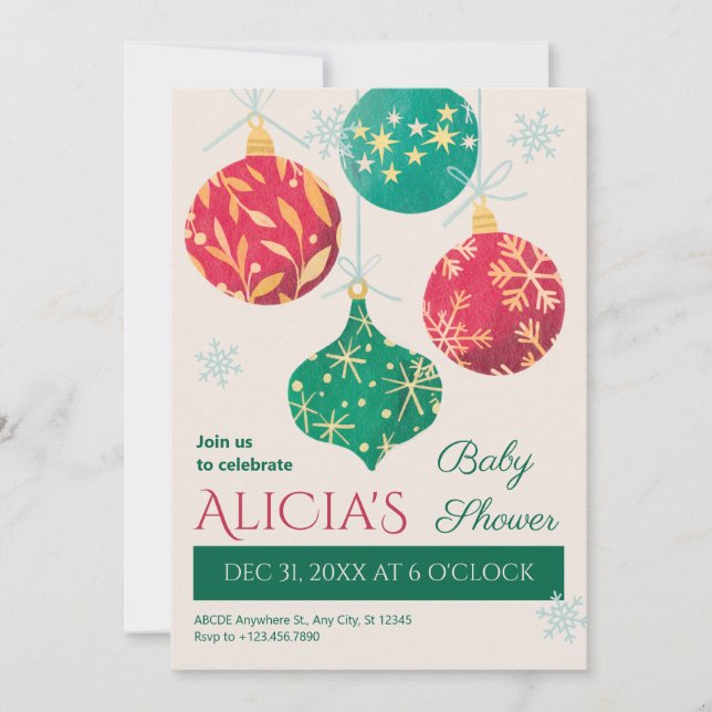 Convite Natais vintages chá de fraldas (Frente)