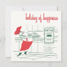 Convite Natais vintages, Chef de Papai Noel e Turquia