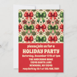 Convite Natais vintages, estrelas e Arcos Festa de Férias