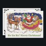Convite Natais vintages, Jolly Papai Noel com Sleigh<br><div class="desc">Ilustração Vintage design de Natal do clássico livro de histórias infantis "Twas the Night Before Christmas" (A noite antes do Natal). Este design apresenta um Papai Noel alegre com sua diversão de brinquedos sendo puxados por sua equipe de renas. Papais noeis estão prestes a entregar alguns brinquedos na chaminé.</div>