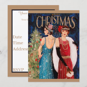 Convite natais vintages retrógrados da Art deco
