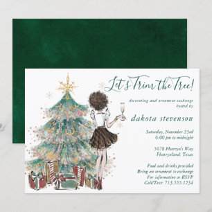 Convite Natais vintages   Troca de Ornamento de Trim de Ár