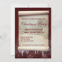 Convite Natais vintages Winter Scroll Icicle Snowflake