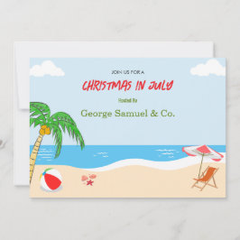 Convite Natal à Beira Mar em Julho com Nome Personalizado 