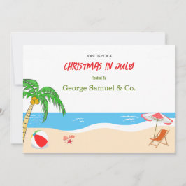 Convite Natal à Beira Mar em Julho com Nome Personalizado 