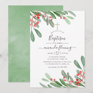 Convite Natal Alegre em Aquarela Batismo de Natal