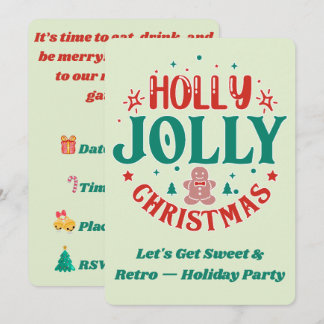 Convite Natal Alegre Holly Jolly Homemem de Biscoito de Ge