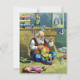 Convite Natal Antigo, Bonecas de Costura do Papai Noel Con