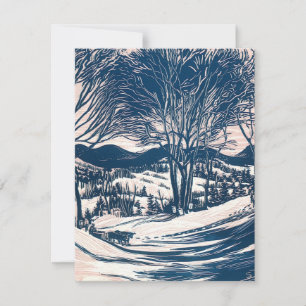 Convite Natal Antigo, Paisagem de Montanha de Neve de Inve
