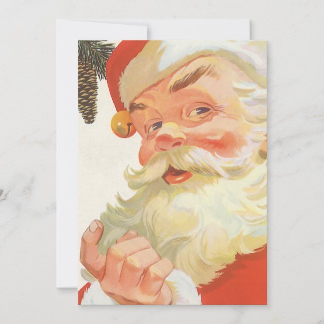 Convite Natal Antigo, Papai Noel Alegre com um Segredo (Frente)