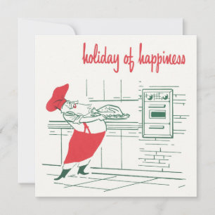 Convite Natal Antigo, Papai Noel Chef e Peru