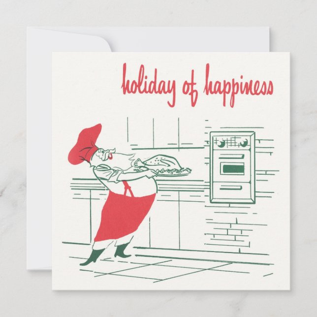 Convite Natal Antigo, Papai Noel Chef e Peru (Frente)