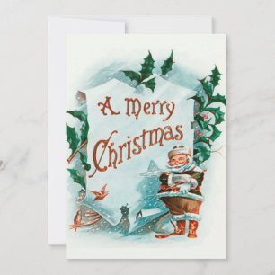 Convite Natal Antigo Papai Noel Saudação Alegre