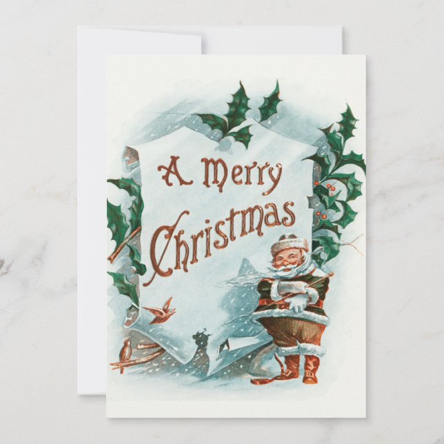 Convite Natal Antigo Papai Noel Saudação Alegre (Verso)
