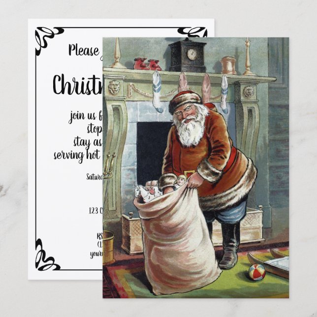 Convite Natal Antigo, São Nicolau junto à Lareira (Frente/Verso)