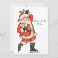 Natal Antigo Vitoriano Papai Noel Patinador no Gel