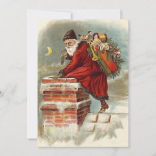 Convite Natal Antigo Vitoriano São Nicolau no Telhado