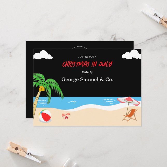 Convite Natal ao lado do mar em julho Nome personalizado L (Frente/Verso In Situ)
