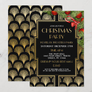 Convite Natal Art Deco Gatsby Party Dourados 2000