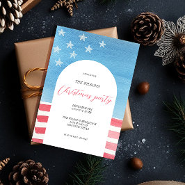 Convite Natal Artístico Patriótico Vermelho e Azul