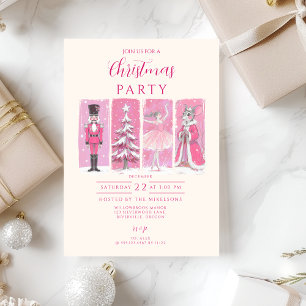 Convite Natal Ballet de Noz Nutcracker Rosa