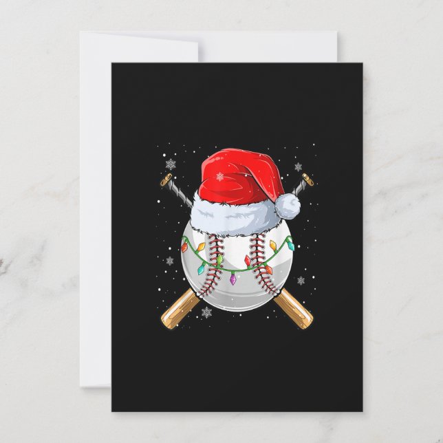 Convite Natal Baseball Ball Santa Hat Luzes de Natal (Frente)