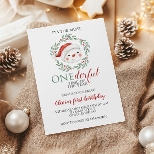 Convite Natal Boneco de Neve Onederful Primeiro Aniversári