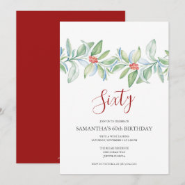 Convite Natal Botânico Vermelho e Verde 60º Aniversário