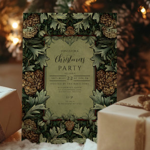 Convite Natal Botânico Vintage Verde Pinha