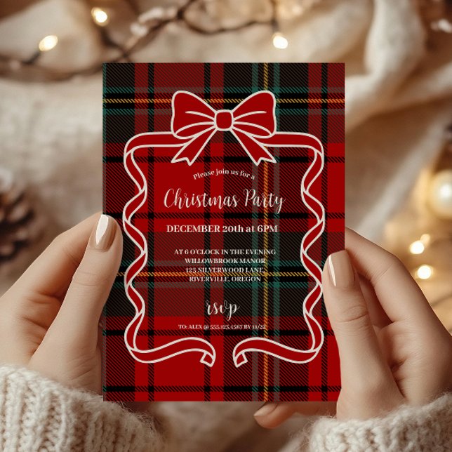 Convite Natal Caprichoso Xadrez Vermelho Retro (Criador carregado)